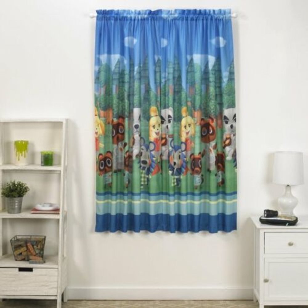 ANIMAL CROSSING (2PC) 1 WINDOW CURTAIN PANELS 41" X 63" NEW KK SLYDER TOM NOOK